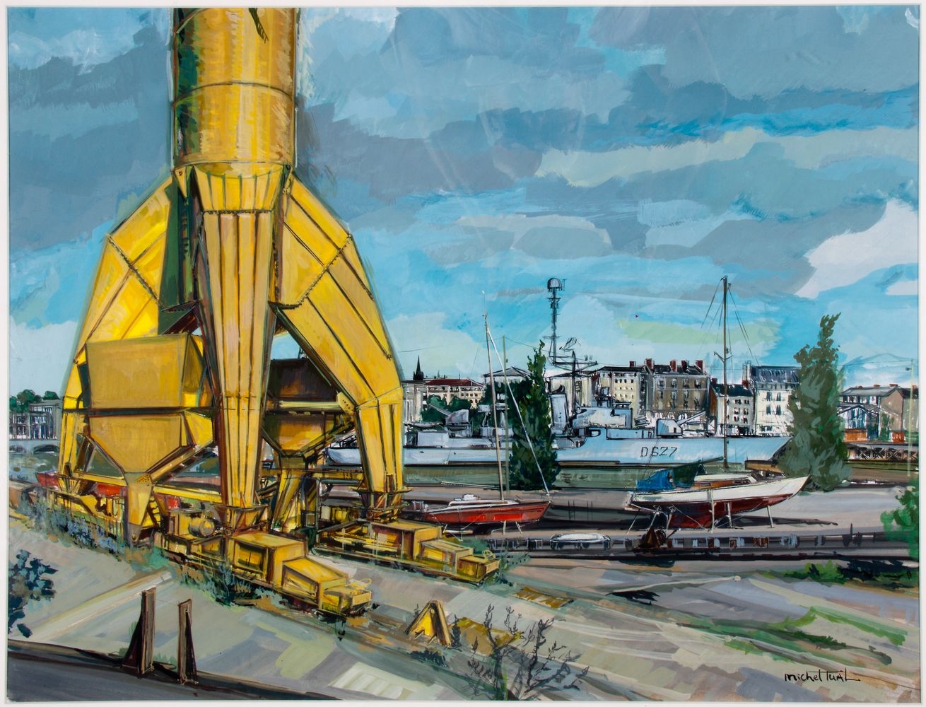 Peinture La Grue Titan Jaune - Michel Tual