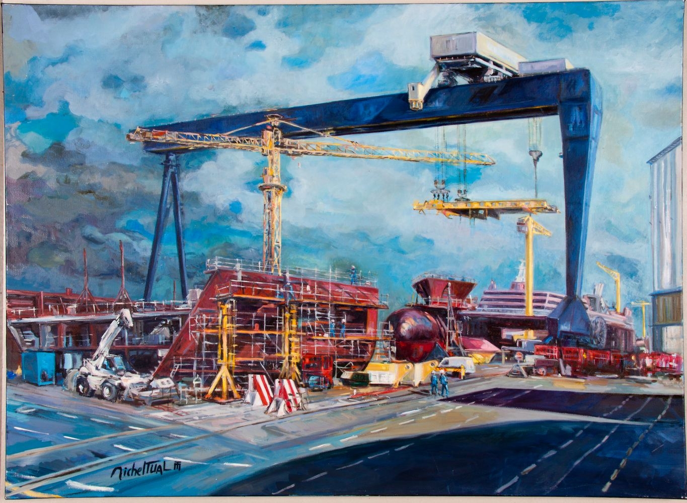 Peinture Le Chantier de l'Atlantique - Michel Tual