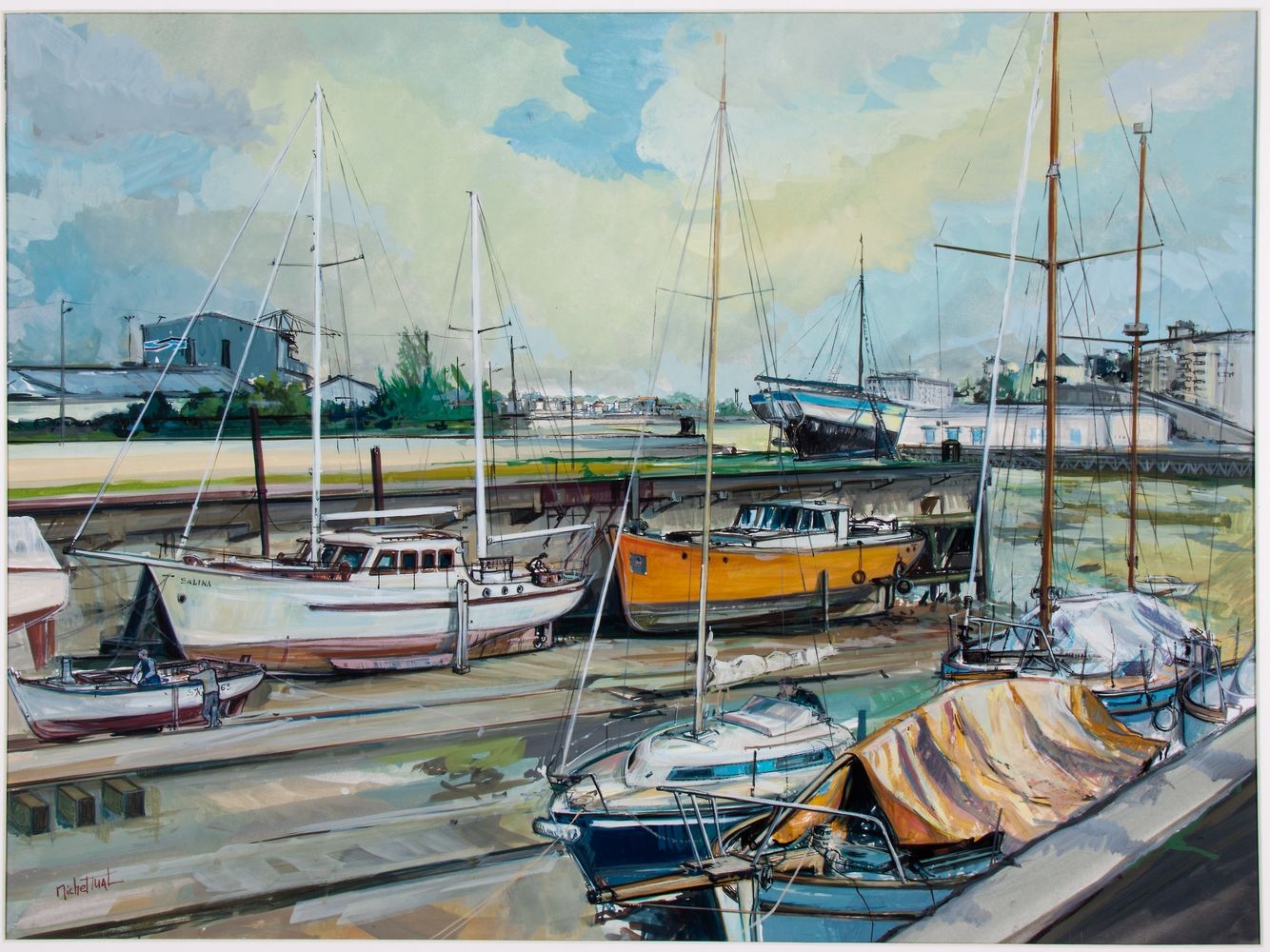 Peinture la Cale 2 l'île - Michel Tual